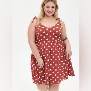 Torrid Mini Studio Knit Skater Dress Mauve Brown Polka Dot sz 3X